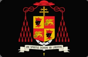 Das derzeitige Wappen des Erzbischofs von München und Freising. Der Freisinger Mohr und der venezianische Markuslöwe zieren das Wappen des Münchner Erzbischofs Reinhard Marx. Damit werden Trier, Freising und Rom verbunden.